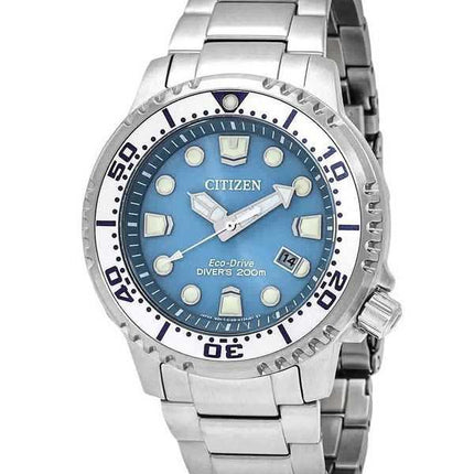 Orologio da uomo Citizen Promaster Dive in acciaio inossidabile quadrante azzurro Eco-Drive Diver BN0165-55L 200M