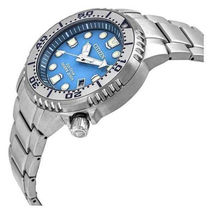 Orologio da uomo Citizen Promaster Dive in acciaio inossidabile quadrante azzurro Eco-Drive Diver BN0165-55L 200M