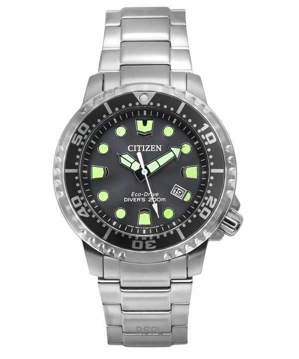Orologio da uomo Citizen Promaster Dive Eco-Drive in acciaio inossidabile con quadrante grigio Diver&#39;s BN0167-50H 200M