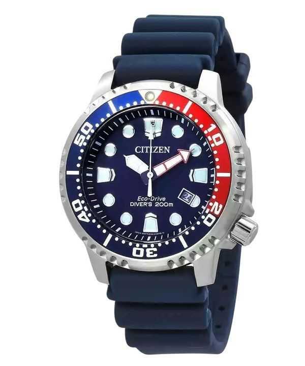 Orologio da uomo Citizen Promaster Dive con cinturino in poliuretano e quadrante blu Eco-Drive BN0168-06L 200M