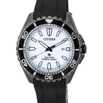 Orologio da uomo Citizen Promaster Marine cinturino in caucciù quadrante bianco Eco-Drive Diver BN0197-08A 200M
