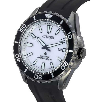 Orologio da uomo Citizen Promaster Marine cinturino in caucciù quadrante bianco Eco-Drive Diver BN0197-08A 200M