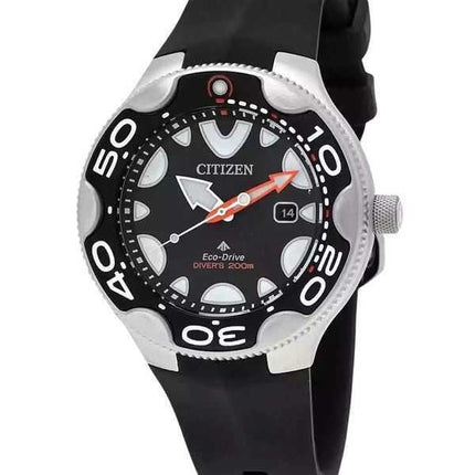 Orologio da uomo Citizen Promaster Dive con cinturino in poliuretano e quadrante nero Eco-Drive BN0230-04E 200M