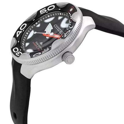 Orologio da uomo Citizen Promaster Dive con cinturino in poliuretano e quadrante nero Eco-Drive BN0230-04E 200M