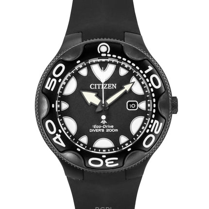 Orologio da uomo Citizen Promaster Eco-Drive Orca con cinturino in poliuretano e quadrante nero, Diver&#39;s BN0235-01E 200M