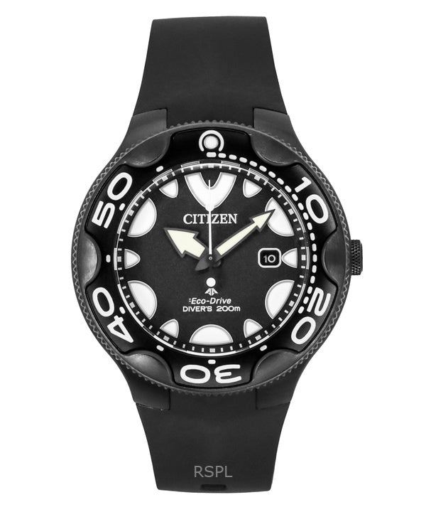 Orologio da uomo Citizen Promaster Eco-Drive Orca con cinturino in poliuretano e quadrante nero, Diver&#39;s BN0235-01E 200M