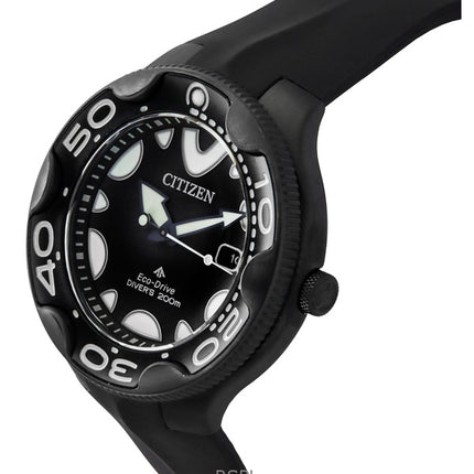Orologio da uomo Citizen Promaster Eco-Drive Orca con cinturino in poliuretano e quadrante nero, Diver&#39;s BN0235-01E 200M
