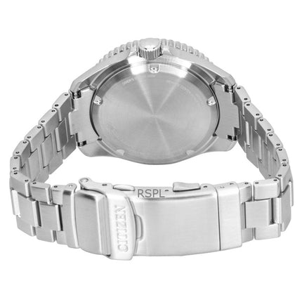 Orologio da uomo Citizen Promaster Marine Eco-Drive Diver&#39;s BN0269-50W 200M in acciaio inossidabile con quadrante verde