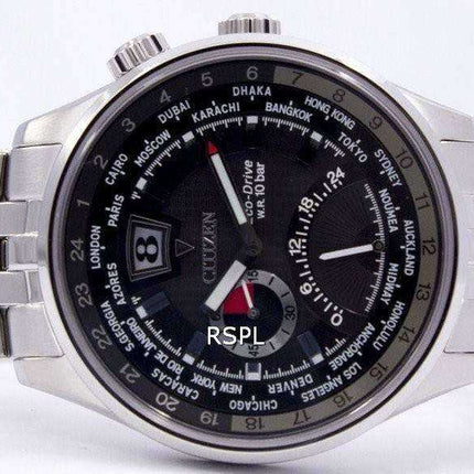 Ora mondiale Eco-Drive a doppio fuso retrogrado per il tempo BR0010-56E