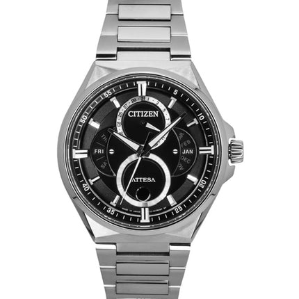 Orologio da uomo Citizen Attesa Super Titanium Moon Phase Eco-Drive con quadrante nero BU0060-68E 100M