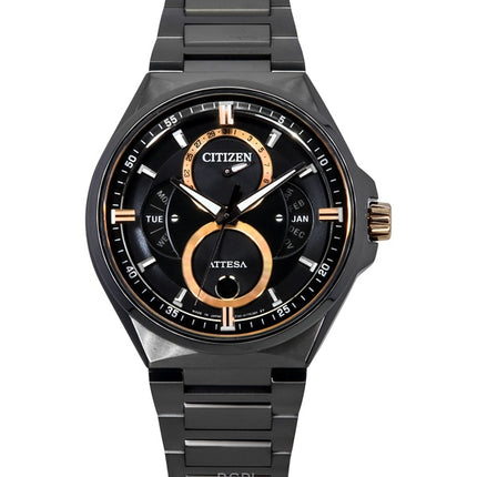 Orologio da uomo Citizen Attesa Moon Phase Super Titanium quadrante nero Eco-Drive BU0065-64E 100M
