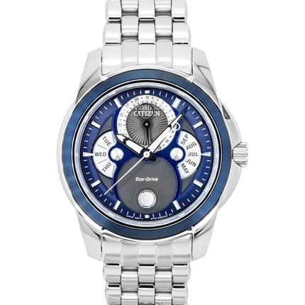 Orologio da uomo Citizen Calendrier Moon Phase in acciaio inossidabile con quadrante blu Eco-Drive BU0088-51H 100M