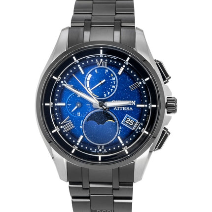 Orologio da uomo Citizen Attesa Radiocontrollato Super Titanium Moon Phase Quadrante Blu Eco-Drive BY1007-60L 100M