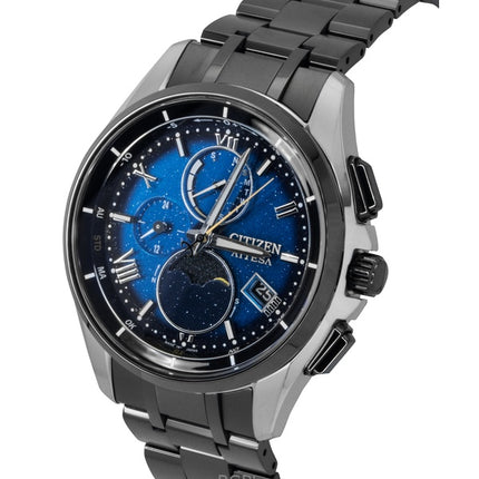 Orologio da uomo Citizen Attesa Radiocontrollato Super Titanium Moon Phase Quadrante Blu Eco-Drive BY1007-60L 100M