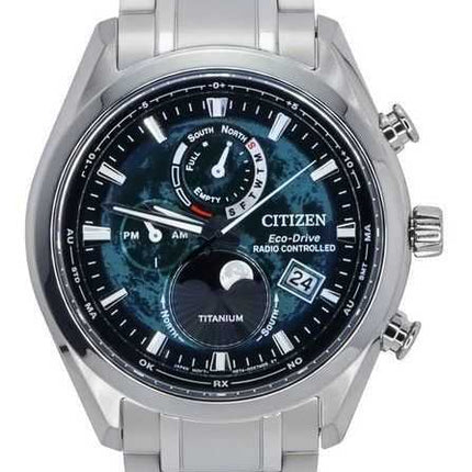 Orologio da uomo Citizen Radiocontrollato con fasi lunari Super Titanium Green Dial Eco-Drive BY1010-81X 100M