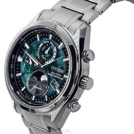 Orologio da uomo Citizen Radiocontrollato con fasi lunari Super Titanium Green Dial Eco-Drive BY1010-81X 100M
