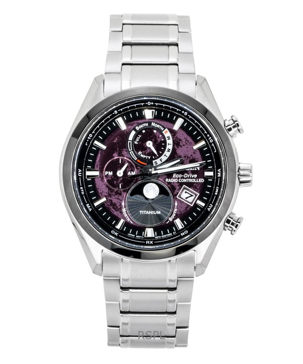Orologio da uomo Citizen Tsuki-Yomi Radiocontrollato con fasi lunari in Super Titanio con quadrante rosso Eco Drive BY1018-80X 100M