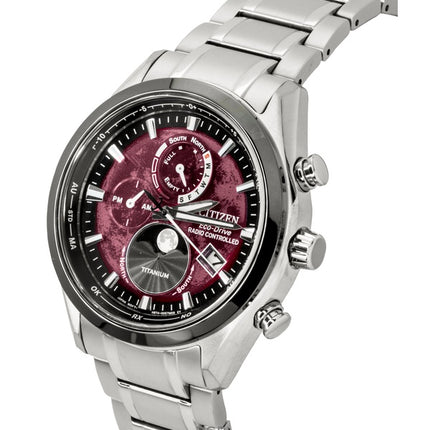 Orologio da uomo Citizen Tsuki-Yomi Radiocontrollato con fasi lunari in Super Titanio con quadrante rosso Eco Drive BY1018-80X 100M