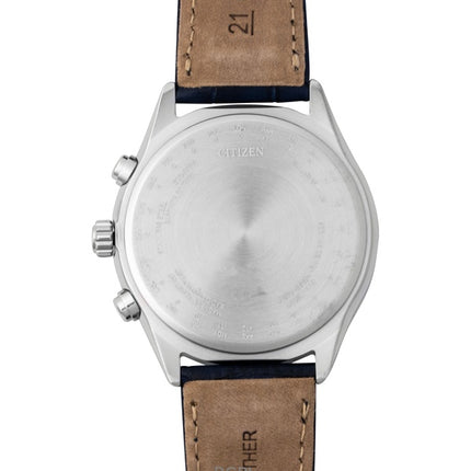 Orologio da uomo Citizen Eco-Drive radiocontrollato con cinturino in pelle e quadrante bianco BY1030-09A, impermeabile fino a 100 metri.
