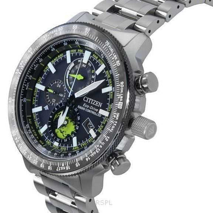 Orologio da pilota da uomo Citizen Promaster Geo Trekker in acciaio inossidabile con quadrante nero Eco-Drive BY3006-53E 200M