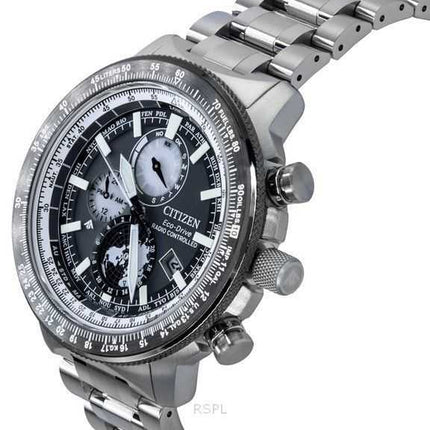 Orologio da pilota da uomo Citizen Promaster Geo Trekker in acciaio inossidabile con quadrante grigio Eco-Drive BY3006-53H 200M