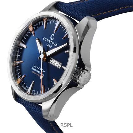 Certina DS Action Day Date cinturino sintetico quadrante blu automatico subacqueo C032.430.18.041.01 orologio da uomo 200M