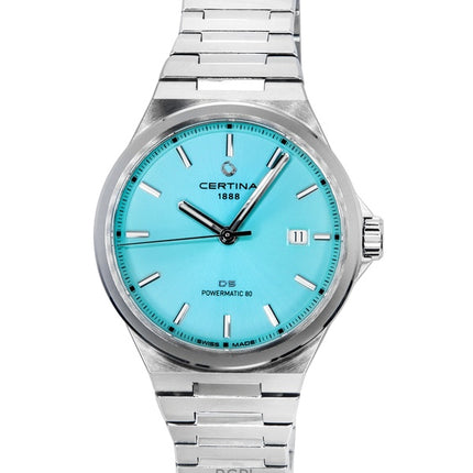 Certina DS-8 Powermatic 80 in acciaio inossidabile con quadrante blu chiaro, automatico, C043.407.11.351.00, orologio unisex 100M