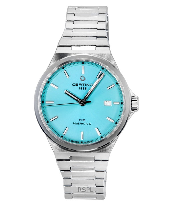 Certina DS-8 Powermatic 80 in acciaio inossidabile con quadrante blu chiaro, automatico, C043.407.11.351.00, orologio unisex 100M