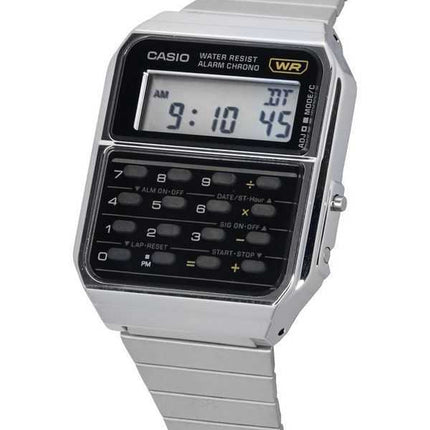 Orologio da uomo Casio vintage con calcolatrice digitale in acciaio inossidabile al quarzo CA-500WE-1A