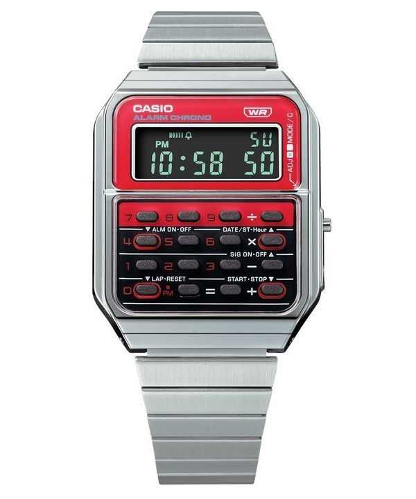 Casio Vintage Heritage Colors Orologio digitale in acciaio inossidabile al quarzo CA-500WE-4B unisex con calcolatrice