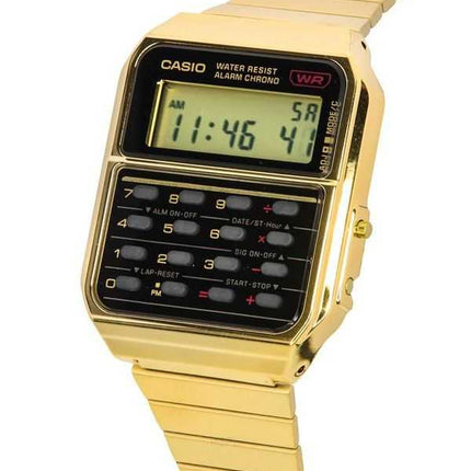 Orologio da uomo Casio vintage con calcolatrice digitale tono oro al quarzo in acciaio inossidabile CA-500WEG-1A