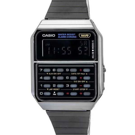 Orologio da uomo Casio vintage con calcolatrice digitale in acciaio inossidabile al quarzo CA-500WEGG-1B