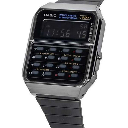 Orologio da uomo Casio vintage con calcolatrice digitale in acciaio inossidabile al quarzo CA-500WEGG-1B