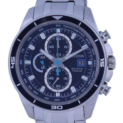Orologio da uomo Citizen Brycen Titanium Cronografo quadrante blu Eco-Drive CA0349-51L 100M