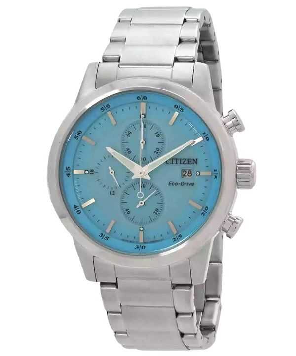 Orologio da uomo Citizen Cronografo in acciaio inossidabile con quadrante blu Eco-Drive CA0748-80L 100M