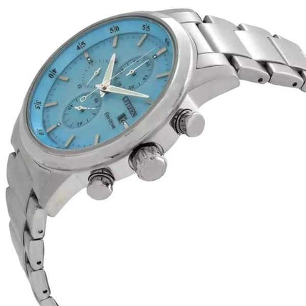 Orologio da uomo Citizen Cronografo in acciaio inossidabile con quadrante blu Eco-Drive CA0748-80L 100M