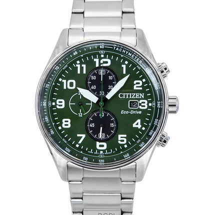 Orologio da uomo Citizen Eco-Drive Cronografo in acciaio inossidabile con quadrante verde CA0770-72X 100M