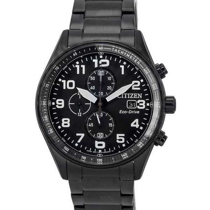 Orologio da uomo Citizen Eco-Drive cronografo in acciaio inossidabile quadrante nero CA0775-79E 100M