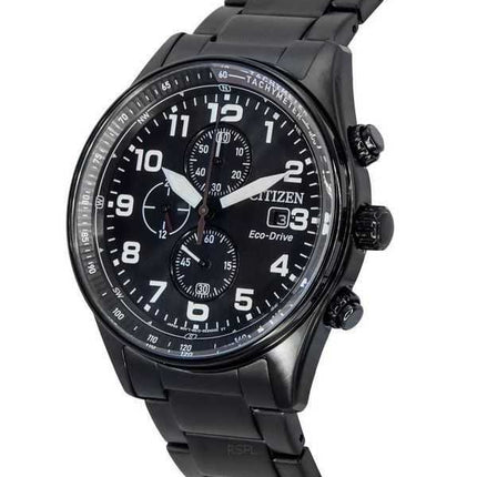 Orologio da uomo Citizen Eco-Drive cronografo in acciaio inossidabile quadrante nero CA0775-79E 100M