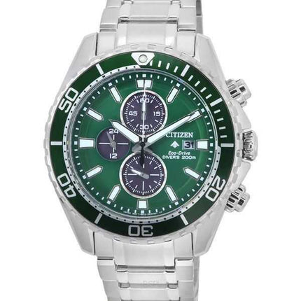 Orologio da uomo Citizen Promaster Chronograph Green Dial Eco-Drive Diver&#39;s CA0820-50X 200M