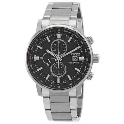 Orologio da uomo Citizen Eco-Drive cronografo in acciaio inossidabile quadrante nero CA0840-87E 100M