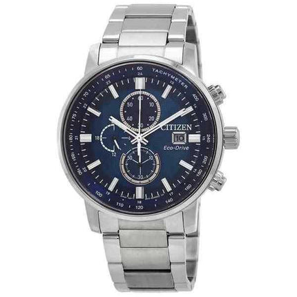 Orologio da uomo Citizen Eco-Drive cronografo in acciaio inossidabile quadrante blu CA0840-87L 100M