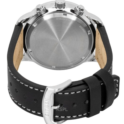 Orologio da uomo Citizen Eco-Drive Aviator Cronografo con cinturino in pelle e quadrante bianco CA0880-07A 100M