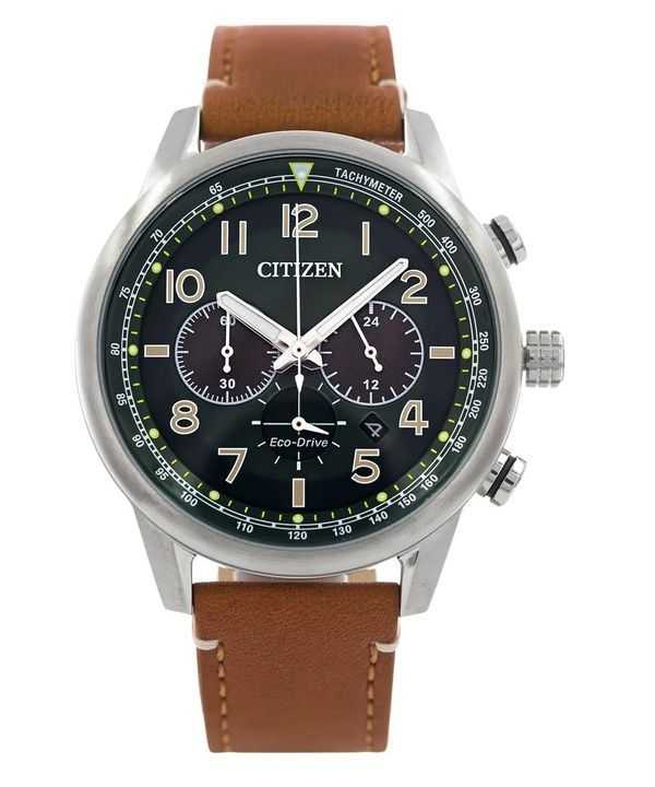 Orologio da uomo Citizen Eco-Drive Cronografo Cinturino in pelle Quadrante verde CA4420-21X 100M