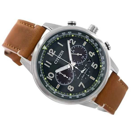 Orologio da uomo Citizen Eco-Drive Cronografo Cinturino in pelle Quadrante verde CA4420-21X 100M