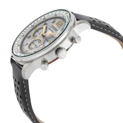 Orologio da uomo Citizen Cronografo Cinturino in pelle Quadrante grigio Eco-Drive CA4500-24H 100M