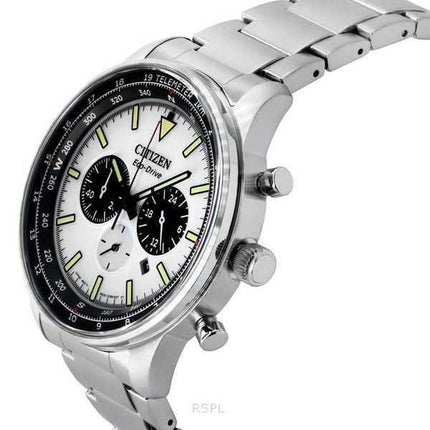 Orologio da uomo Citizen Eco-Drive Chronograph in acciaio inossidabile con quadrante bianco CA4500-91A 100M