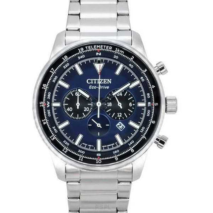Orologio da uomo Citizen Eco-Drive Chronograph in acciaio inossidabile con quadrante blu CA4500-91L 100M