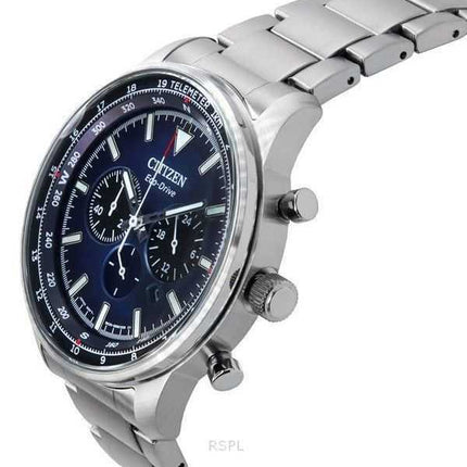 Orologio da uomo Citizen Eco-Drive Chronograph in acciaio inossidabile con quadrante blu CA4500-91L 100M