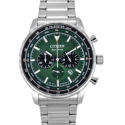 Orologio da uomo Citizen Eco-Drive Chronograph in acciaio inossidabile con quadrante verde CA4500-91X 100M